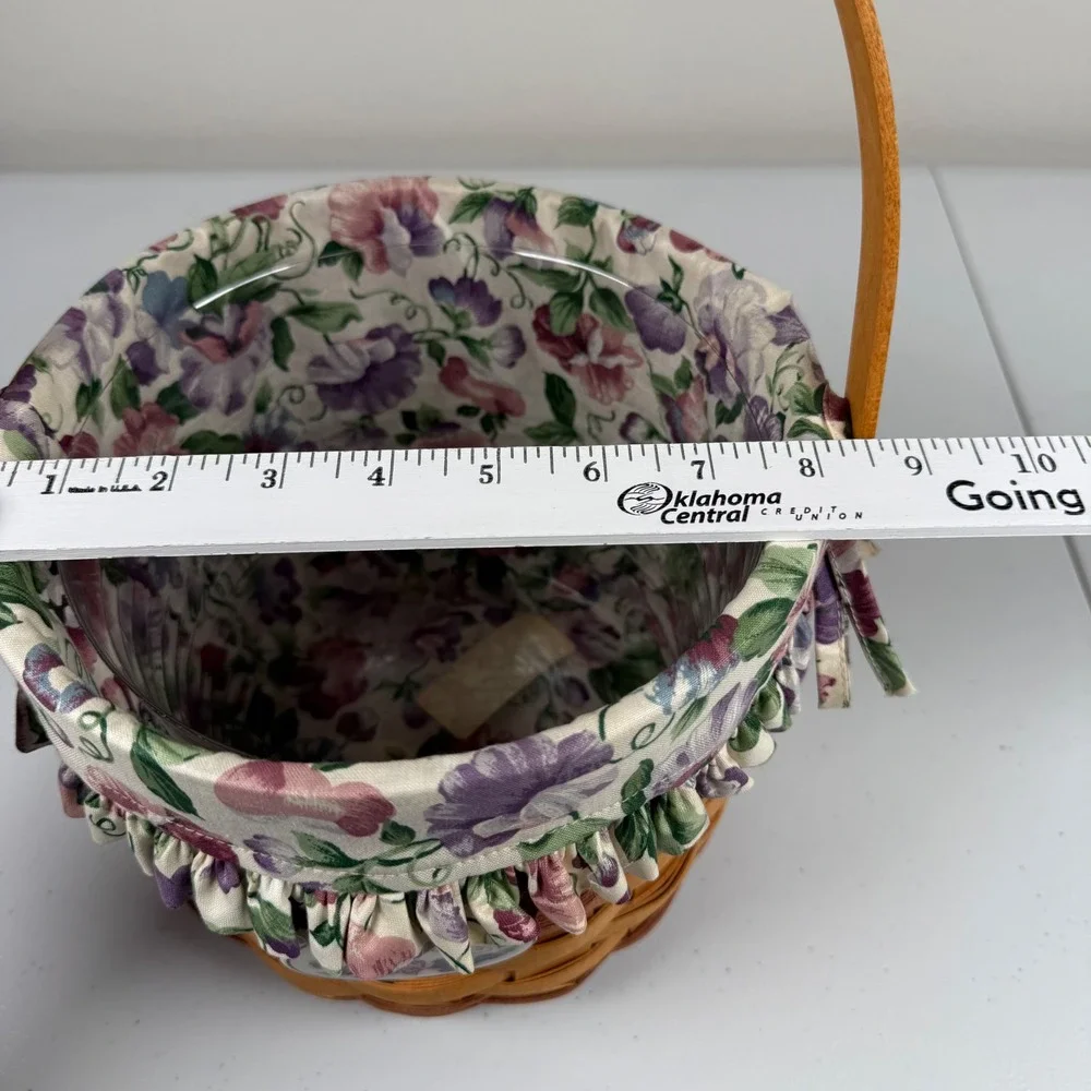Vintage Longaberger 1996 Sweet Pea Basket Floral Liner Plastic Liner Cottagecore